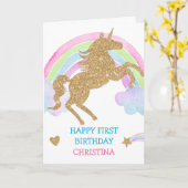 Glitzer Unicorn Rainbow Girl Birthday Karte (Gelbe Blume)