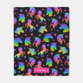 Glitzer Unicorn Regenbogenmuster mit Vorname Fleecedecke (Vorderseite)