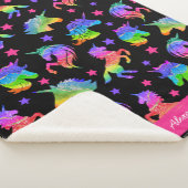 Glitzer Unicorn Regenbogenmuster mit Vorname Sherpadecke (3/4)