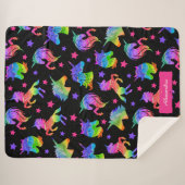 Glitzer Unicorn Regenbogenmuster mit Vorname Sherpadecke (Vorderseite (Horizontal))