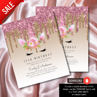 Glitzer Unicorn Rose Gold Rosa Dripping 13.