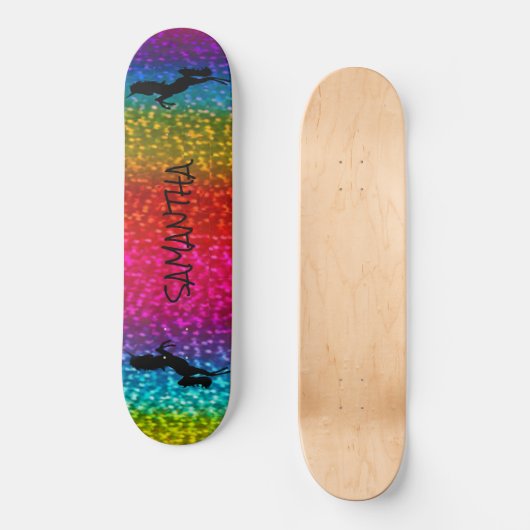 Glitzer Unicorn Skateboard (Vorderseite)