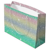 Glitzer Unicorn Textur Große Geschenktüte (Rückseite Schrägansicht)