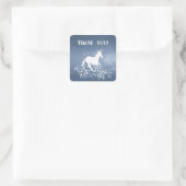 Glitzer Unicorn und Stars Vielen Dank | Blau Quadratischer Aufkleber (Tasche)