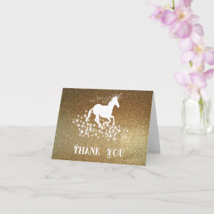 Glitzer Unicorn und Stars Vielen Dank Gold Card Karte