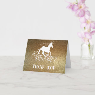 Glitzer Unicorn und Stars Vielen Dank | Gold Card Karte