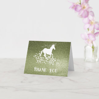 Glitzer Unicorn und Stars Vielen Dank | Grüne Kart Karte