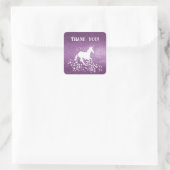 Glitzer Unicorn und Stars Vielen Dank | Magenta Quadratischer Aufkleber (Tasche)