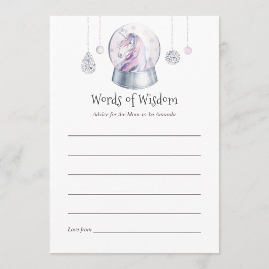 Glitzer Unicorn Weihnachtsdusche Mama Beratung Hinweiskarte (Vorderseite)