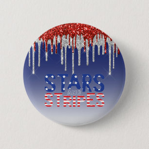 GLITZER US Flagge Button