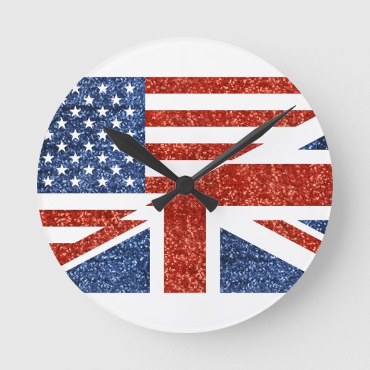 Glitzer usa uk runde wanduhr (Vorderseite)