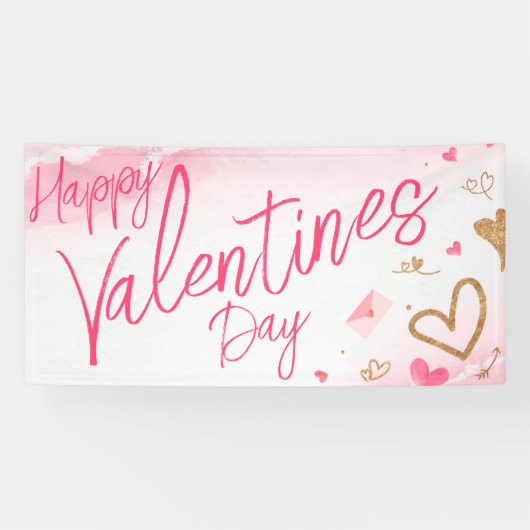 Glitzer-Valentinstag-Banner in Rosa und Gold Banner (Horizontal)
