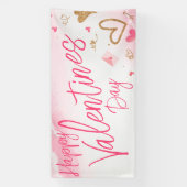 Glitzer-Valentinstag-Banner in Rosa und Gold Banner (Vertikal)