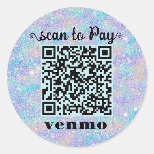 Glitzer Venmo QR-Code Rundaufkleber Runder Aufkleber (Vorderseite)
