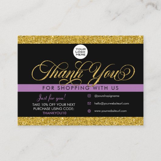 Glitzer Vielen Dank, dass Sie die Einsteckkarte de Visitenkarte (Vorderseite)