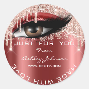 Glitzer Vielen Dank Eyelash Rose Burgund Made mit Runder Aufkleber