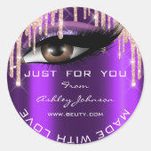 Glitzer Vielen Dank Eyelash Rose Lila mit Liebe Runder Aufkleber (Vorderseite)