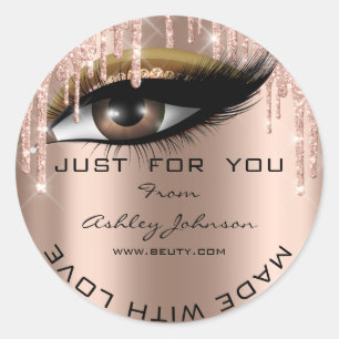 Glitzer Vielen Dank Eyelash Rose Web mit Liebe Nam Runder Aufkleber