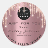 Glitzer Vielen Dank Logos Rose Tropfen aus Liebe r Runder Aufkleber (Vorderseite)