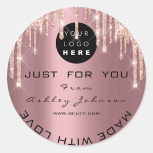 Glitzer Vielen Dank Logos Rose Tropfen aus Liebe r Runder Aufkleber