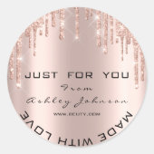 Glitzer Vielen Dank Luxus Rose Gold aus Liebe Runder Aufkleber (Vorderseite)