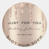 Glitzer Vielen Dank Rose Gold nach Namen gemacht Runder Aufkleber (Vorderseite)