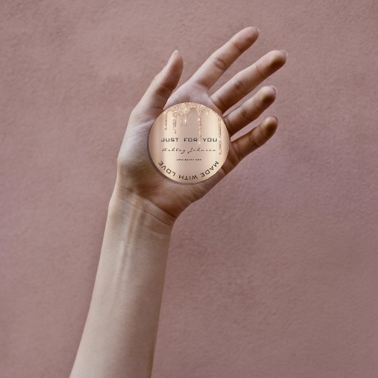 Glitzer Vielen Dank Rose Gold nach Namen gemacht Runder Aufkleber