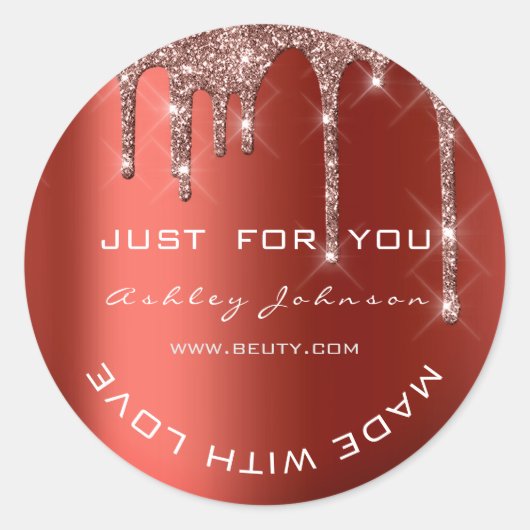 Glitzer Vielen Dank Rose Red Made Small Business Runder Aufkleber (Vorderseite)