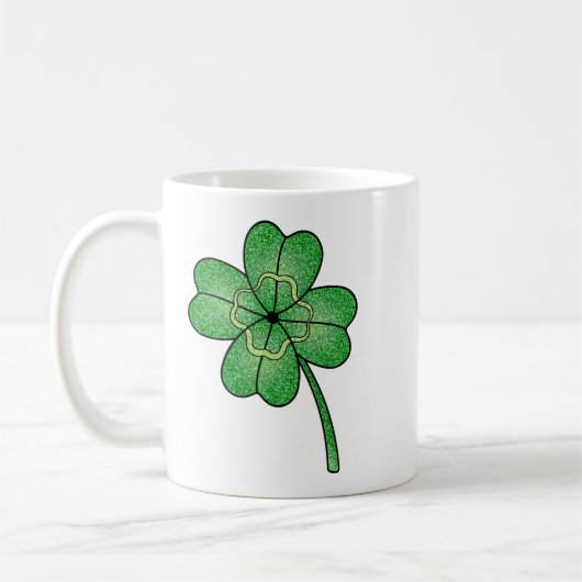 Glitzer Vierblattklee Kaffeetasse (Links)