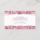 Glitzer Vintager Rahmen rosa Bugkarte Visitenkarte (Rückseite)