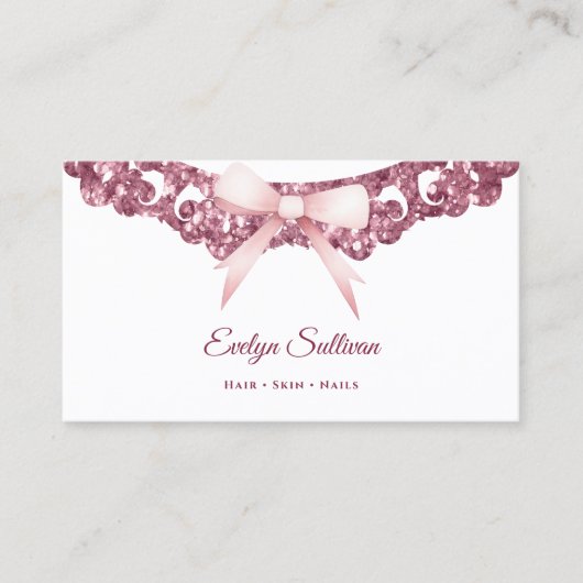 Glitzer Vintager Rahmen rosa Bugkarte Visitenkarte (Vorderseite)