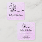 *~* Glitzer Violet Magenta Line Art Blume Quadratische Visitenkarte (Vorne/Hinten)