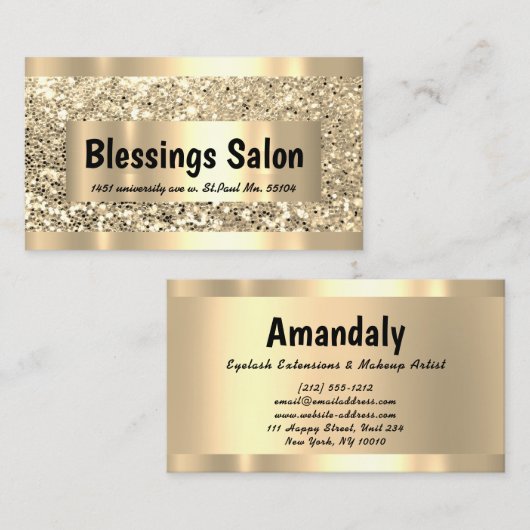 Glitzer VIP Gold Frame Event Planner Luminous Busi Visitenkarte (Vorne/Hinten)