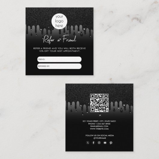 Glitzer-Visitenkarte Quadratische Visitenkarte (Vorne/Hinten)