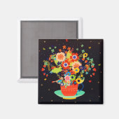 Glitzer von Bird Floral Bird Magnet (Vorderseite/Rückseite)