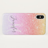 Glitzer von Girly Rainbow Glitzern Monogramm Case-Mate iPhone Hülle (Rückseite (Horizontal))