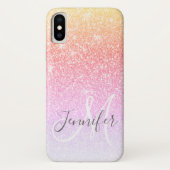 Glitzer von Girly Rainbow Glitzern Monogramm Case-Mate iPhone Hülle (Rückseite)