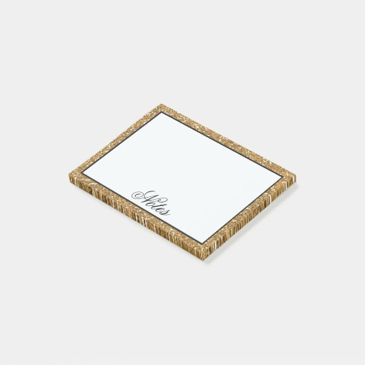 Glitzer von Gold Imitate Post-it Klebezettel (angewinkelt)