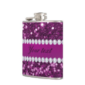 Glitzer von Lila Imitaten und Diamanten Flachmann (Links)