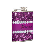 Glitzer von Lila Imitaten und Diamanten Flachmann (Rechts)