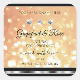 Glitzer von Pastel Lachs Produktkennzeichnungen mi Quadratischer Aufkleber