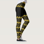 Glitzer von Zickzack Imitaten aus Schwarz und Gold Leggings (Rechts)