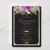 Glitzer Wasserfarbe Blume Diamonds Grad Party Einladung (Vorderseite)