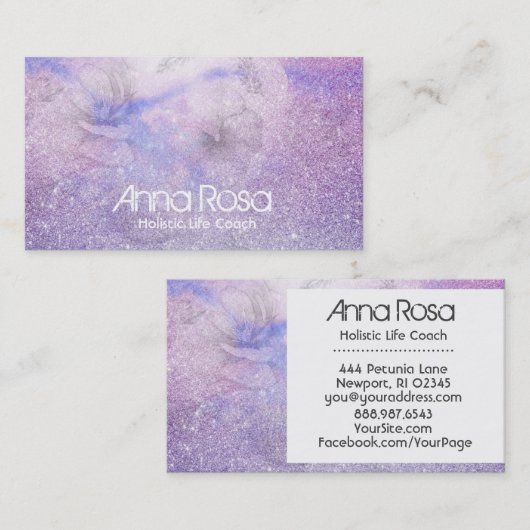 *~* Glitzer Wasserfarbe Blume Lavender Magenta Visitenkarte (Vorne/Hinten)