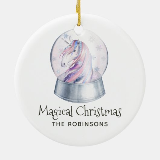 Glitzer Wasserfarbe Einhorn Weihnachten Keramik Ornament (Hinten)