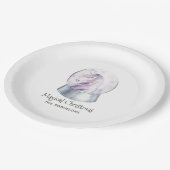 Glitzer Wasserfarbe Einhorn Weihnachten Pappteller (Schrägansicht)