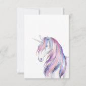 Glitzer Wasserfarbe Einhorn Winter RSVP Karte (Rückseite)