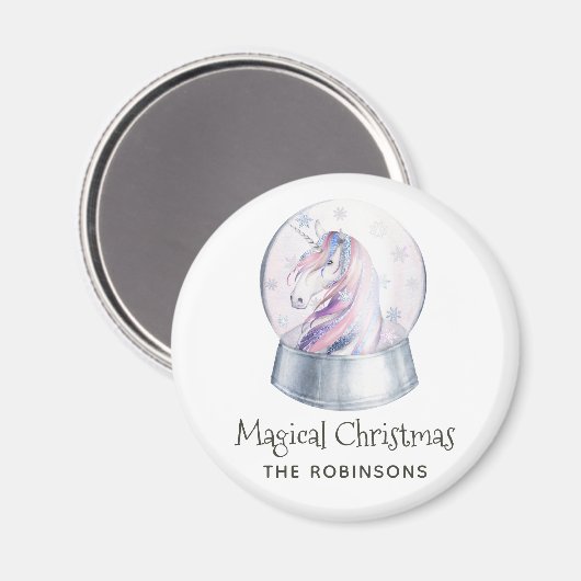 Glitzer Wasserfarbe Einhorn Winterurlaub Magnet (Vorderseite/Rückseite)