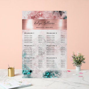 Glitzer Wasserfarbe Rose Gold Fohlen Preisliste Acrylschild