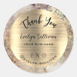Glitzer Wasserfarbe und Foil Elegante Vielen Dank Runder Aufkleber